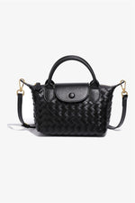 Braided Mini Top Handle Bag In Black
