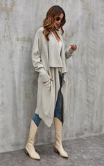 Grey Chunky Pleat Oversized Cardigan