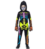 Kinderkostüm buntes Skelett, Kostüm für Halloween, Faschingskostüme Kinder, Overall mit Kapuze Namma Markt