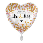 18"/Ø43cm Herz Folienballon  "Glückwunsch Mr. & Mrs."