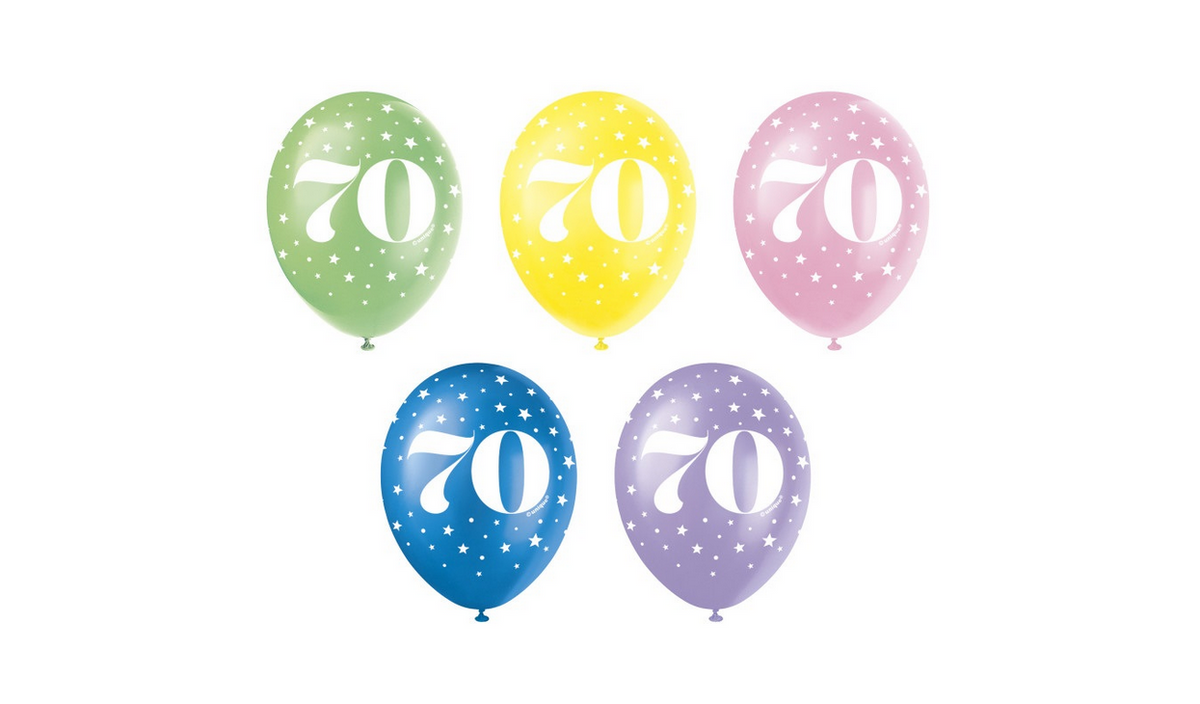Latexballon Zahl #70 ca.30/33cmØ/ 5St. HB Bunt