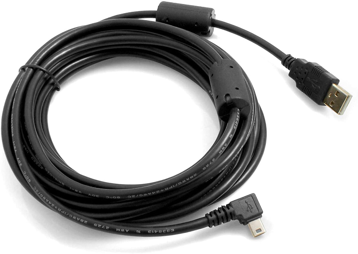 Mini USB Kabel Winkelstecker Links gewinkelt auf USB Typ A Stecker Daten- und Ladekabel 5m | System-S