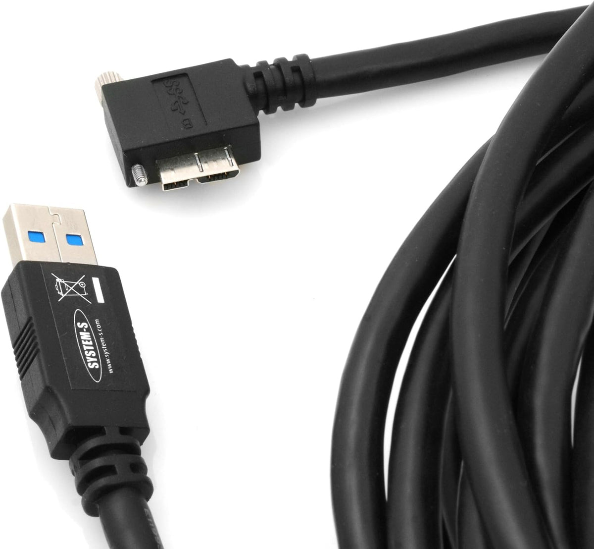 5m USB Kabel 3.0 A zu Winkel Links 3.0 mit Feststellschraube | System-S