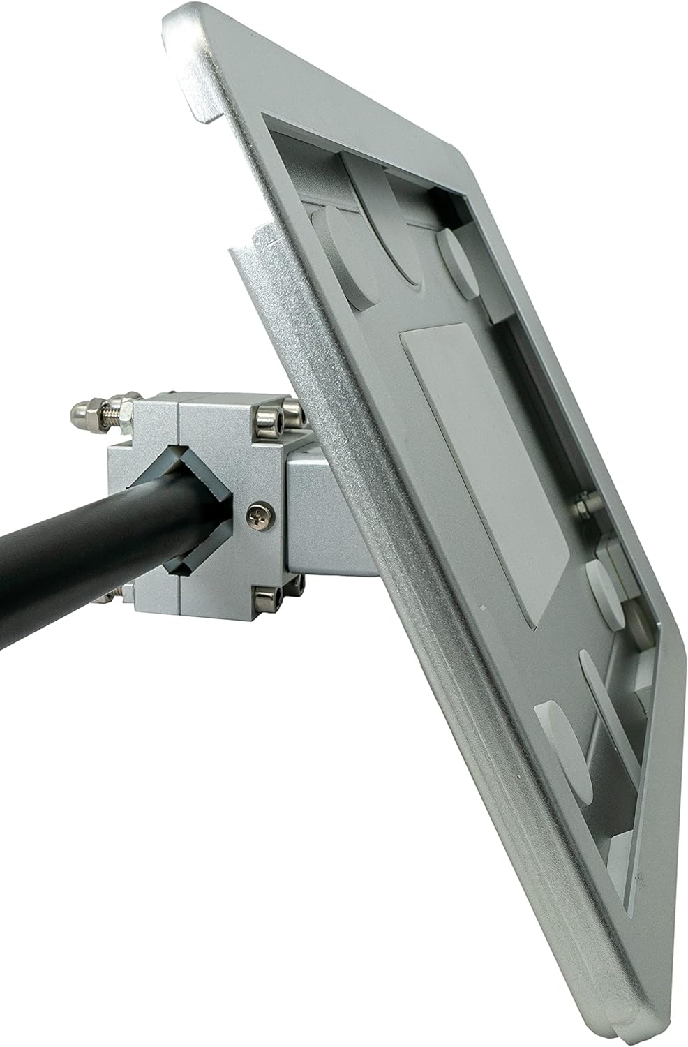 Stangen Halterung mit Schloss Befestigung aus Metall in Schwarz für iPad Pro 11" | System-S