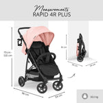 Hauck Rapid 4R Plus Buggy - Kinderwagen mit XL Sonnendach UPF 50+, 25 kg Belastung, schnell klappbar, höhenverstellbar, Getränkehalter, Liegeposition, großem Einkaufskorb