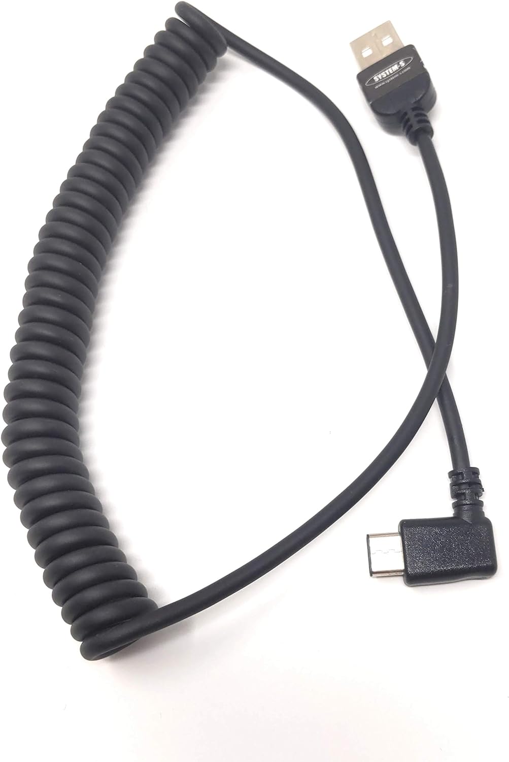 USB C 3.1 zu USB A Gewinkelt Spiral Kabel 50 - 100 cm | System-S