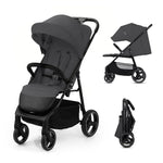 Kinderkraft TRIG 3 Kinderwagen, Kinderbuggy, Liegewagen, Sportwagen, Buggy, Zusammenklappen, Breite und tiefe Sitz, mit Liegeposition, 4 Rad Dämpfung, Große Dach, 5-Punkt-Gurt, bis zu 25 kg, Beige