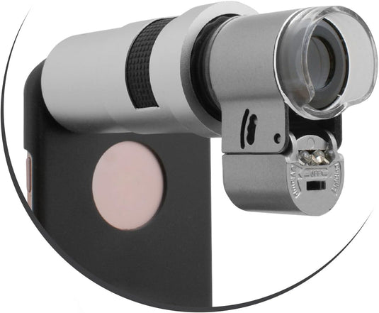 Fotografie Clip-on 200x Mikroskop Linse Objektiv mit LED- und UV-Licht für iPhone 6 6s und Smartphone Tablet PC | System-S