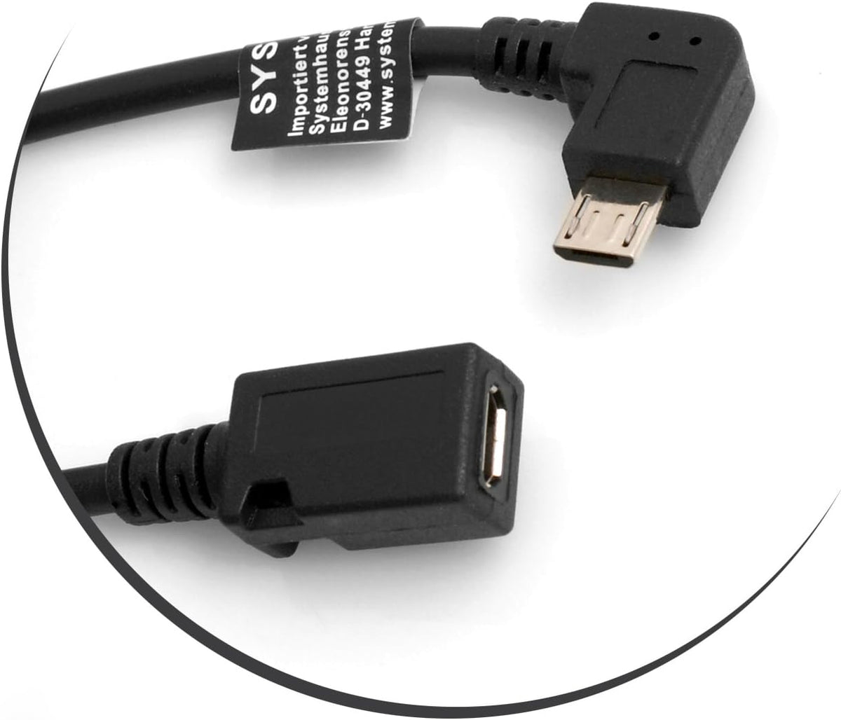 Micro USB 90° links Winkel zu Micro USB Buchse 27 cm Kabel | System-S