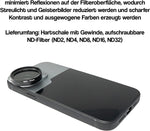 ND Filter Set 37 mm Neutraldichte mit Hülle und Tasche für iPhone 14 Pro Max | System-S