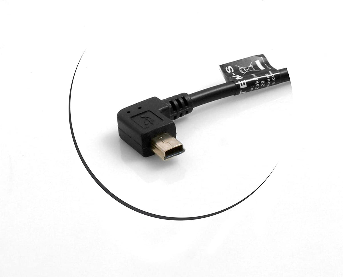 Mini USB 90° Kabel Links gewinkelt Winkelstecker auf USB Typ A (Male) 90° rechts gewinkelt Kabel Datenkabel Ladekabel 20cm | System-S