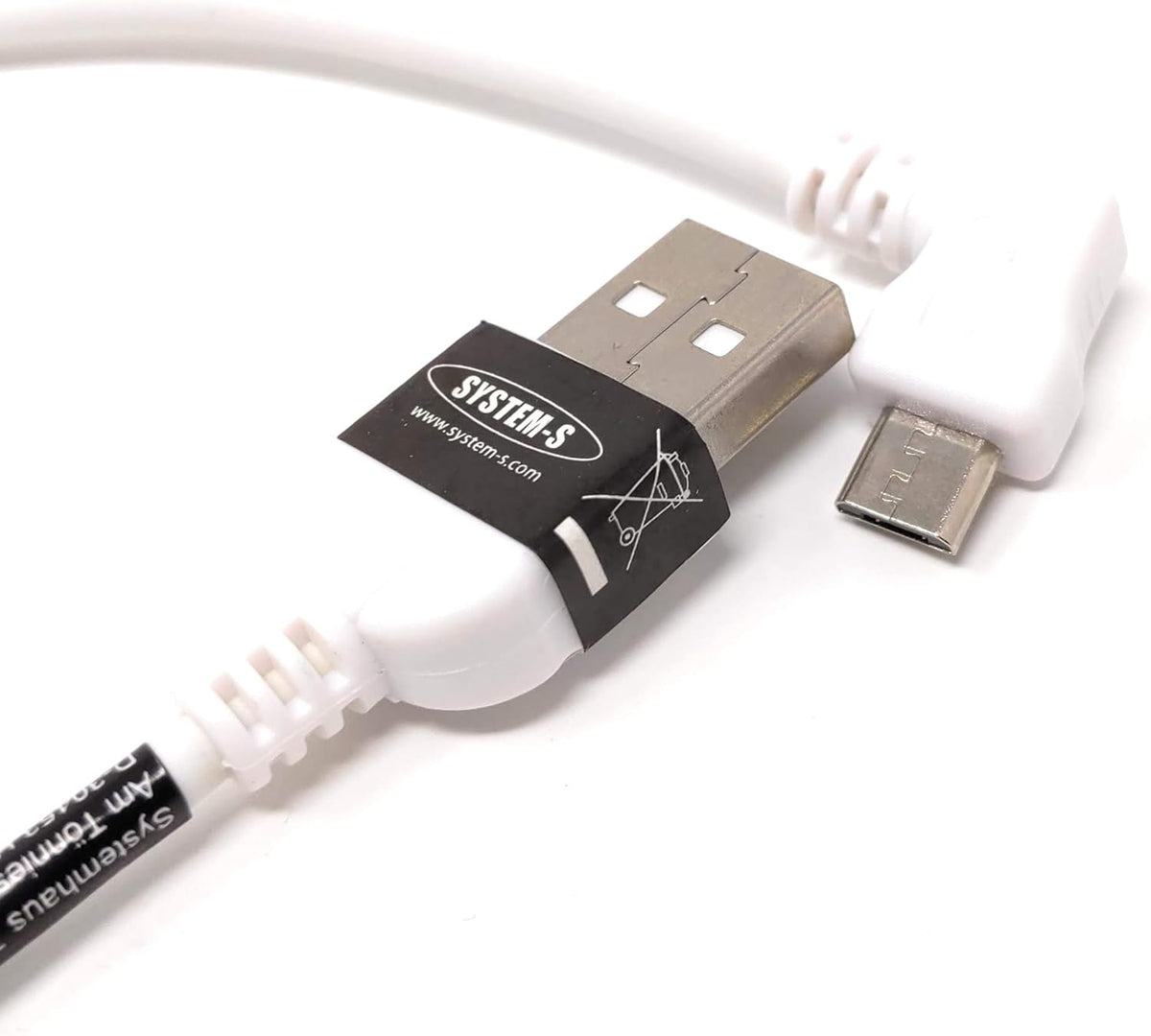Micro USB 2.0 Kabel 20 cm 90 ° Links Gewinkelt | System-S