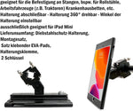 Stangen Halterung mit Schloss Befestigung aus Metall in Schwarz für iPad Mini | System-S