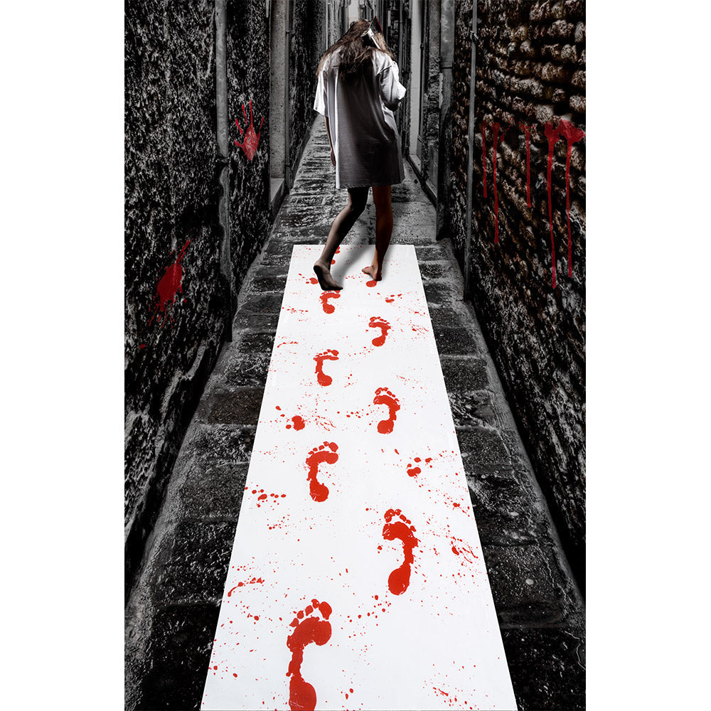 Teppich blutige Fußspuren Halloween Dekoration