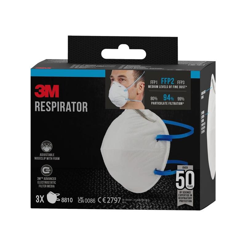 3M™ Partikelmaske 8810, FFP2, ohne Ventil, 3er-Packung | Packung (1 Stück)