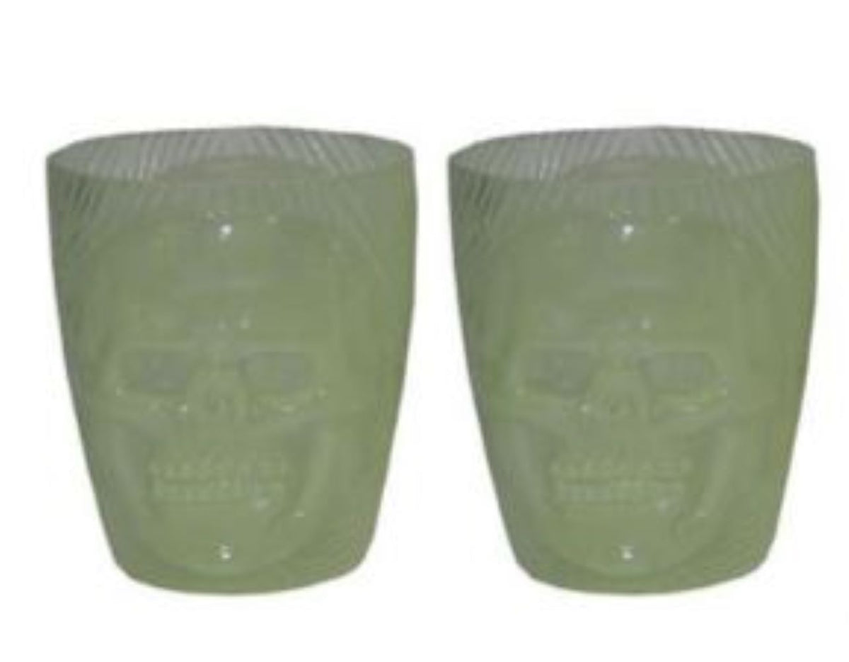 Glow in the Dark Becher mit Totenkopf | Grün - 9 cm