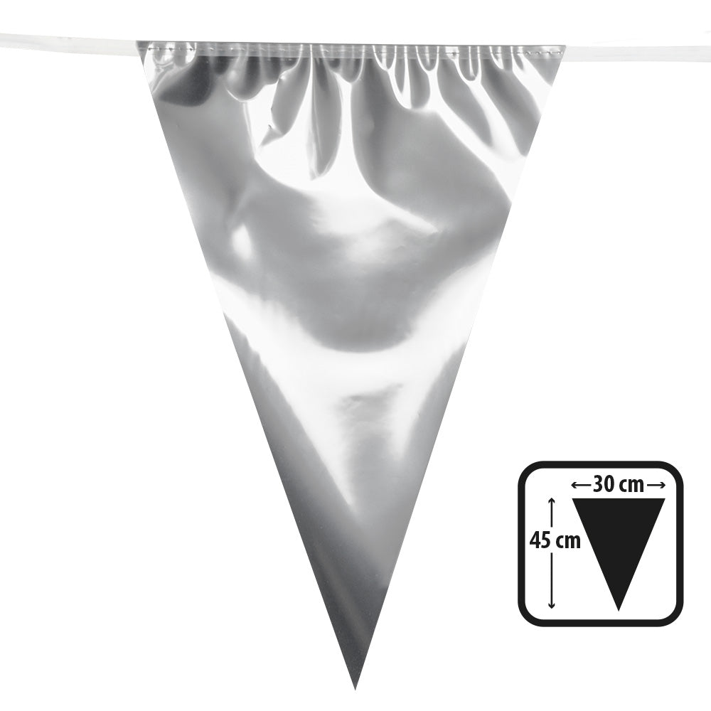 Wimpelkette PE 45x30cm L: 10m | Metallic Silber