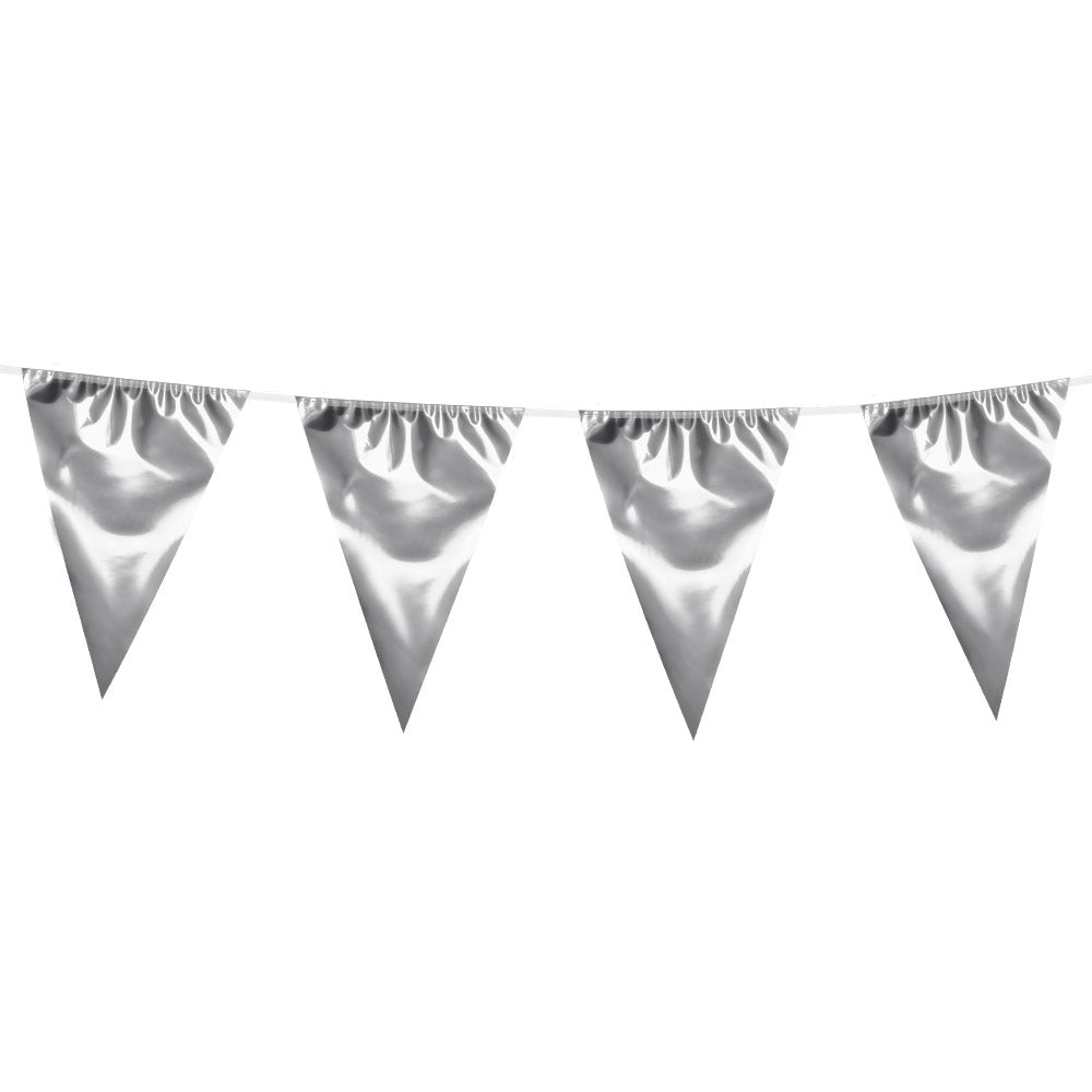 Wimpelkette PE 45x30cm L: 10m | Metallic Silber