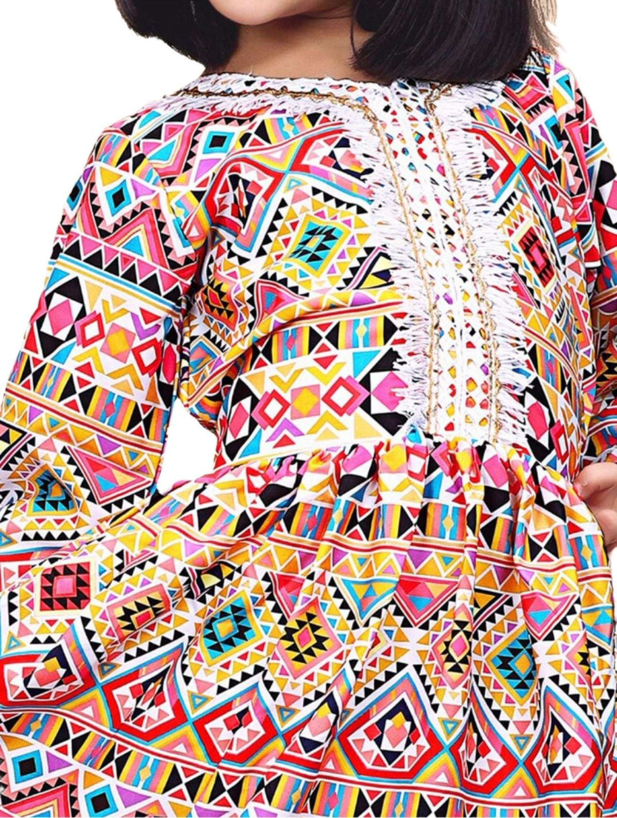 Anarkali Kurta With Sharara for Girls Geometric Printed Angrakha