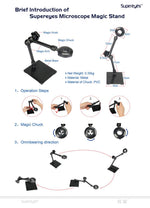 Supereyes Z004 Magic Universal Adjustable Rotating Stand for Handheld Digital Microscope Magnifer Metal Stand