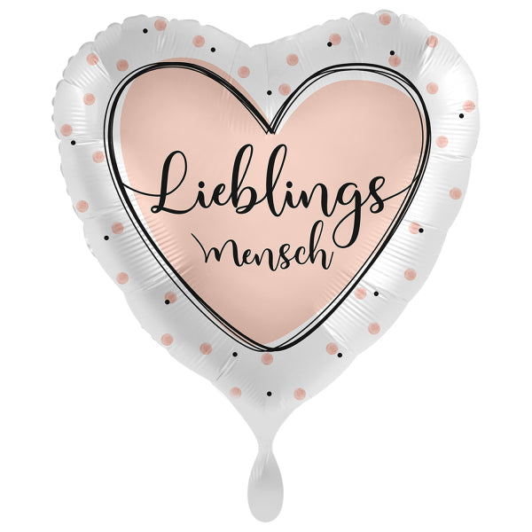 18"/Ø43cm Herz Folienballon  "Lieblingsmensch" Rosa
