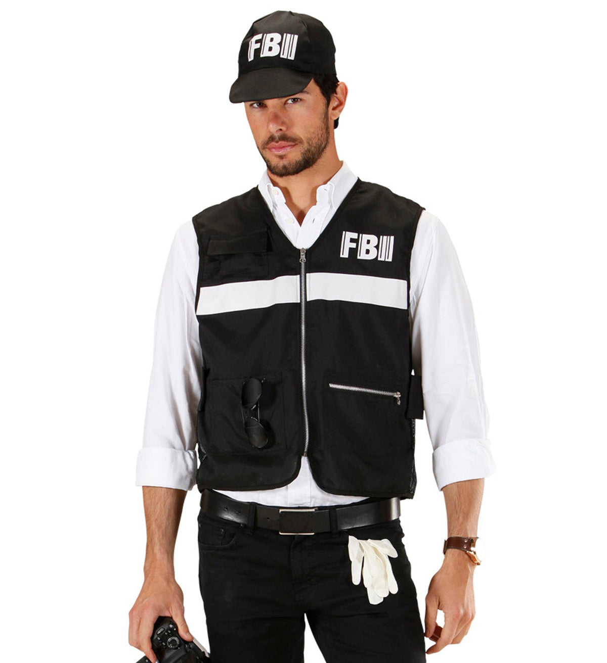 FBI Kostümset für Erwachsene - Weste und Kappe | Größe M/L