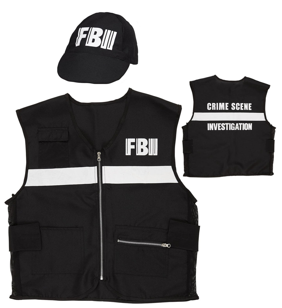 FBI Kostümset für Erwachsene - Weste und Kappe | Größe M/L
