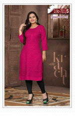 Women Rani Pink  Embroidered  with Sequence Chikankari Straight Kurta