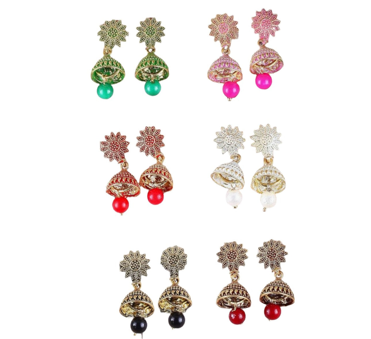 Meenakari Ethnic Antique South Indian  Peacock Jhumki For Women