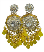 Gold Plated Kundan Pearl Chandbali Long Dangle Earrings Jewellery