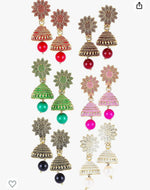Meenakari Ethnic Antique South Indian  Peacock Jhumki For Women