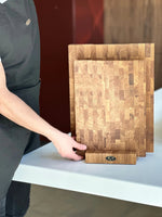 Schneidebrett groß Eiche Stirnholz 43x33x4,3cm – Profi Hackblock & Hirnholzbrett