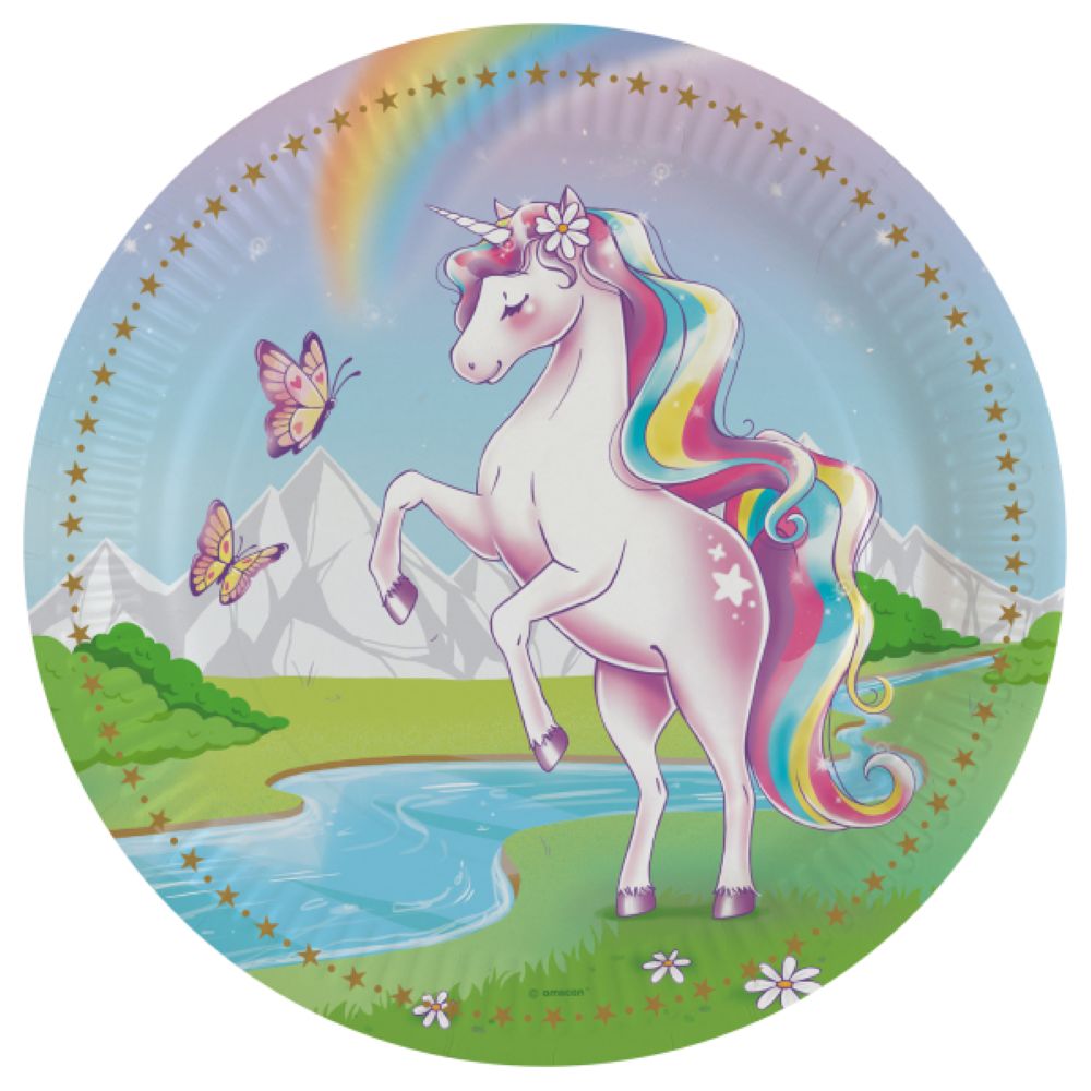 Einhorn Unicorn Dreams - Pappteller | 8 Stück, Ø 23 cm