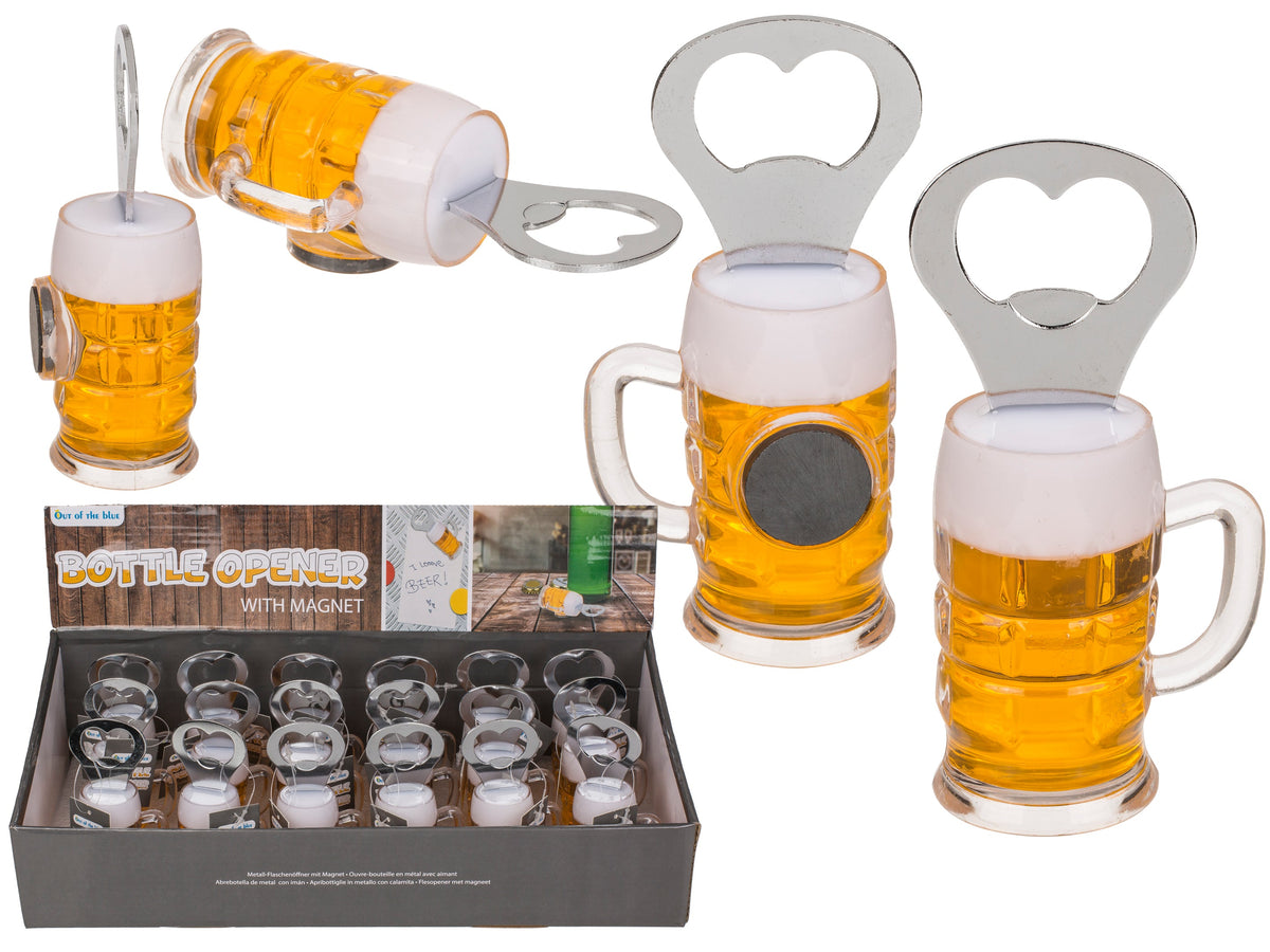 Metall Flaschenöffner "Bierglas mit Magnet"