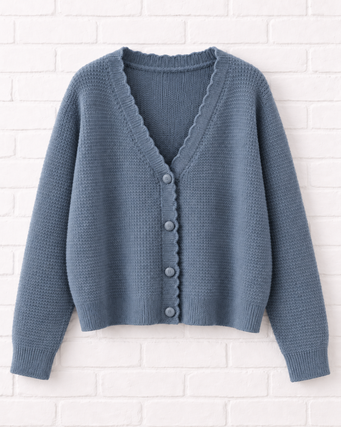 Strickweste mit Muschelsaumkragen- 360°