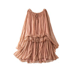 Elegantes Damen Sommerkleid aus Seide | Boho Stufenkleid Nude