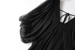 Damen Seidenkleid mit Puffärmeln | Luftsüßes Boho Maxikleid