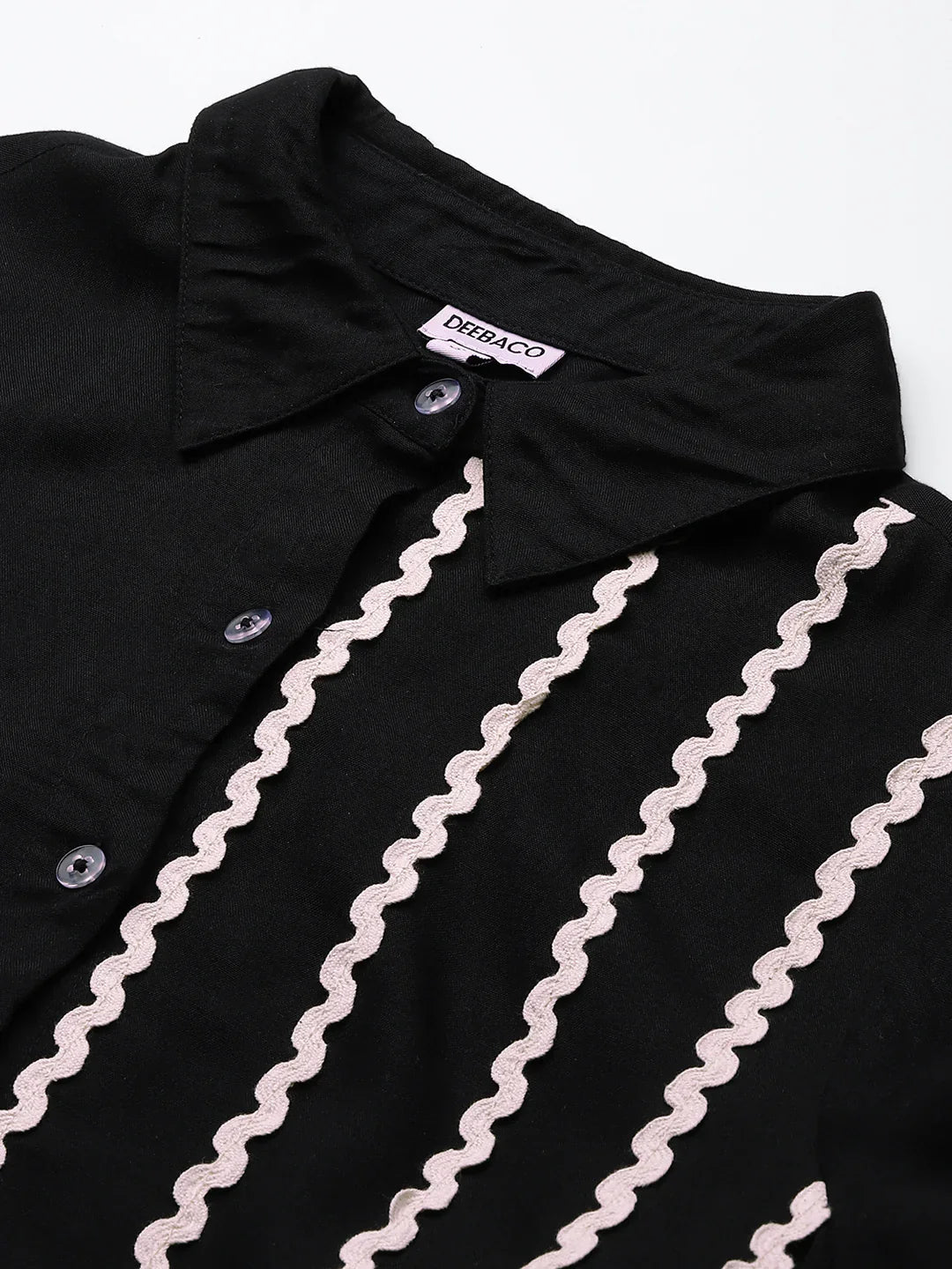 Black Women Shirt Dress Embellished By Lace in Munich