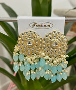 Gold-Plated Kundan and Pearl Classic Chandbalis Earrings
