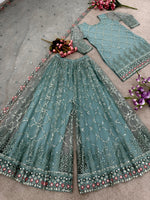 Party Wear Look Top-Plazzo and Dupatta With Heavy Embroidery Work Suit