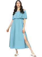 Blue Off-Shoulder Maxi Dress in Munich