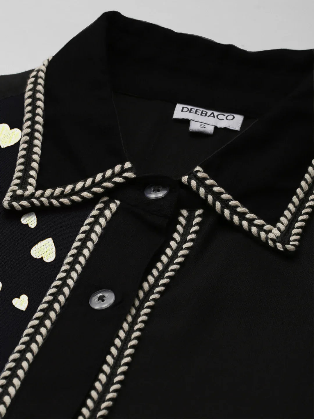 Black Color Blocked Heart Printed Women'S Shirt Dress in Germany