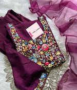 Muslin silk fully worked kurta set