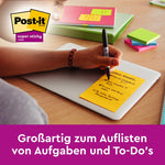 Post-it® Super Sticky Notes im Großformat, Verschiedene Farben, Liniert, 101 mm x 152 mm, Promotion, 90 Blatt/Block, 4 Blöcke + 2 Gratis/Packung, 100% PEFC, SGSCH-PEFC-COC-110078 | Packung (1 Stück)