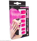 Set von 12 selbstklebenden Fingernägeln | Neon Pink Square