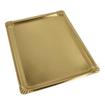 Starpak 5 Servierplatten, Pappe, PET-beschichtet eckig 34 cm x 45,5 cm gold | Packung (5 Stück)