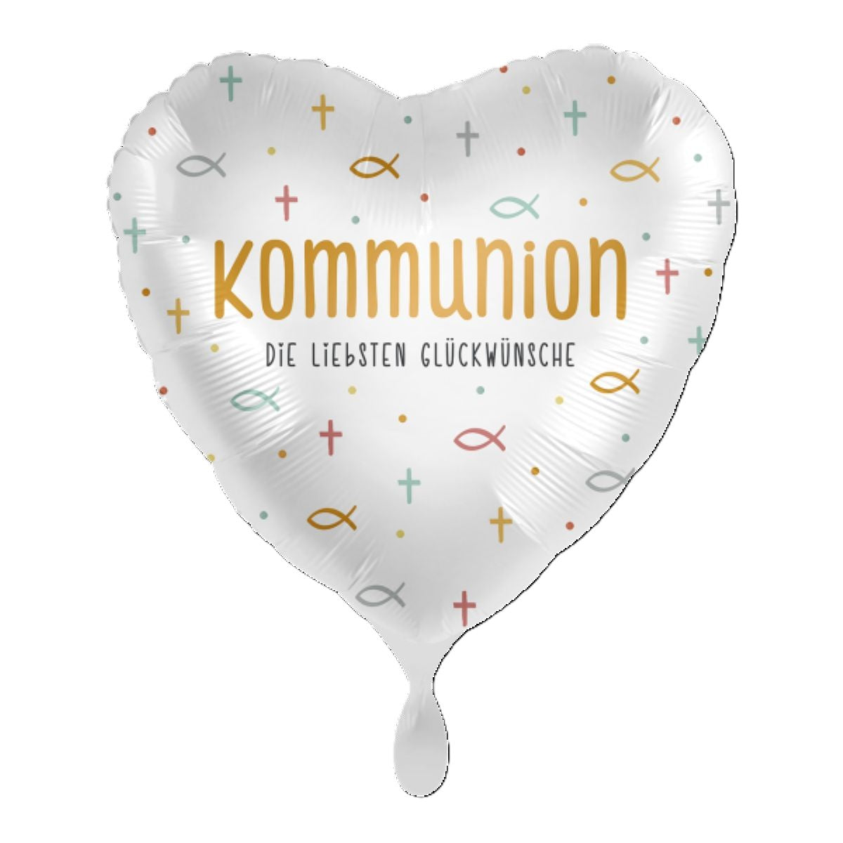 18"/Ø43cm Herz Folienballon  "Kommunion - Glückwünsche"