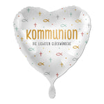 18"/Ø43cm Herz Folienballon  "Kommunion - Glückwünsche"
