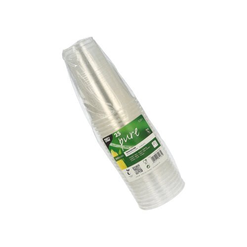 PAPSTAR 25 Kaltgetränkebecher, PLA "pure" glasklar mit Schaumrand