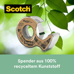 Scotch® Magic™ Klebeband, mit 66 % pflanzlichem Klebstoff hergestellt, 19 mm x 20 m, 1 Rolle + 1 Abroller aus Recyclingmaterial/Packung | Packung (1 Rolle)